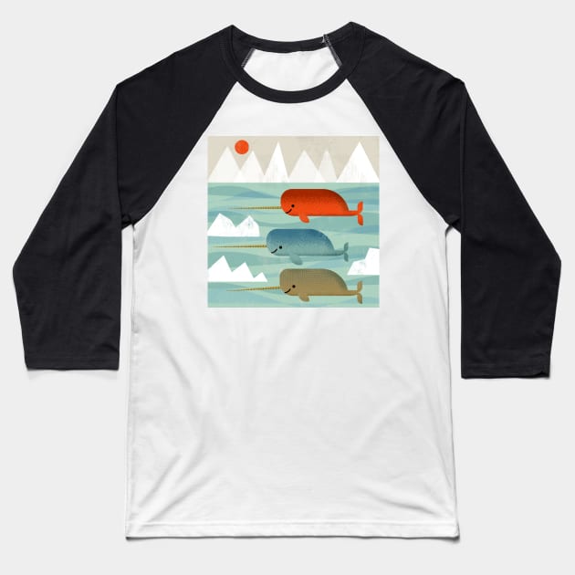 Narwhals! Baseball T-Shirt by Gareth Lucas